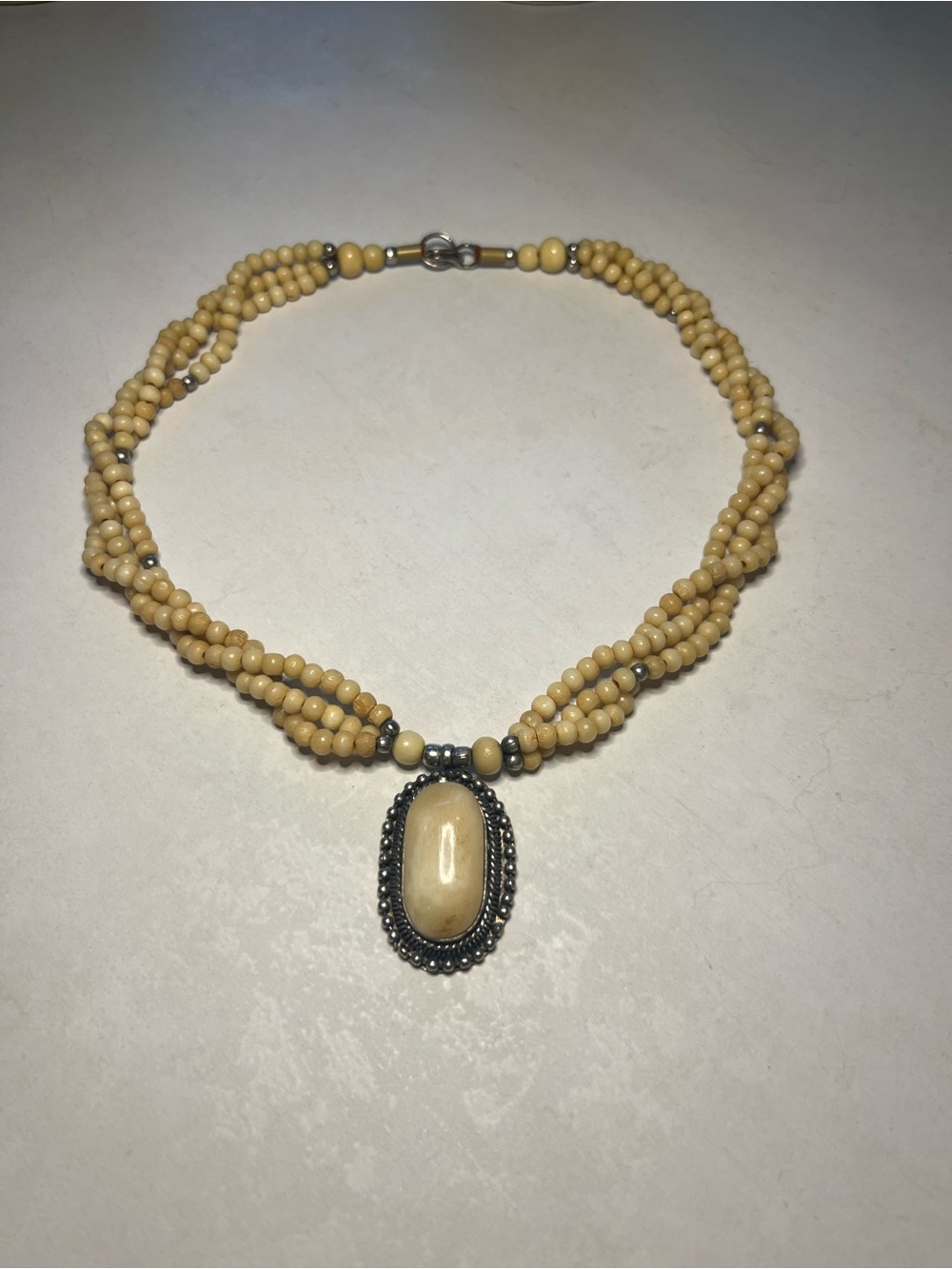 Sand Colored Beaded Necklace